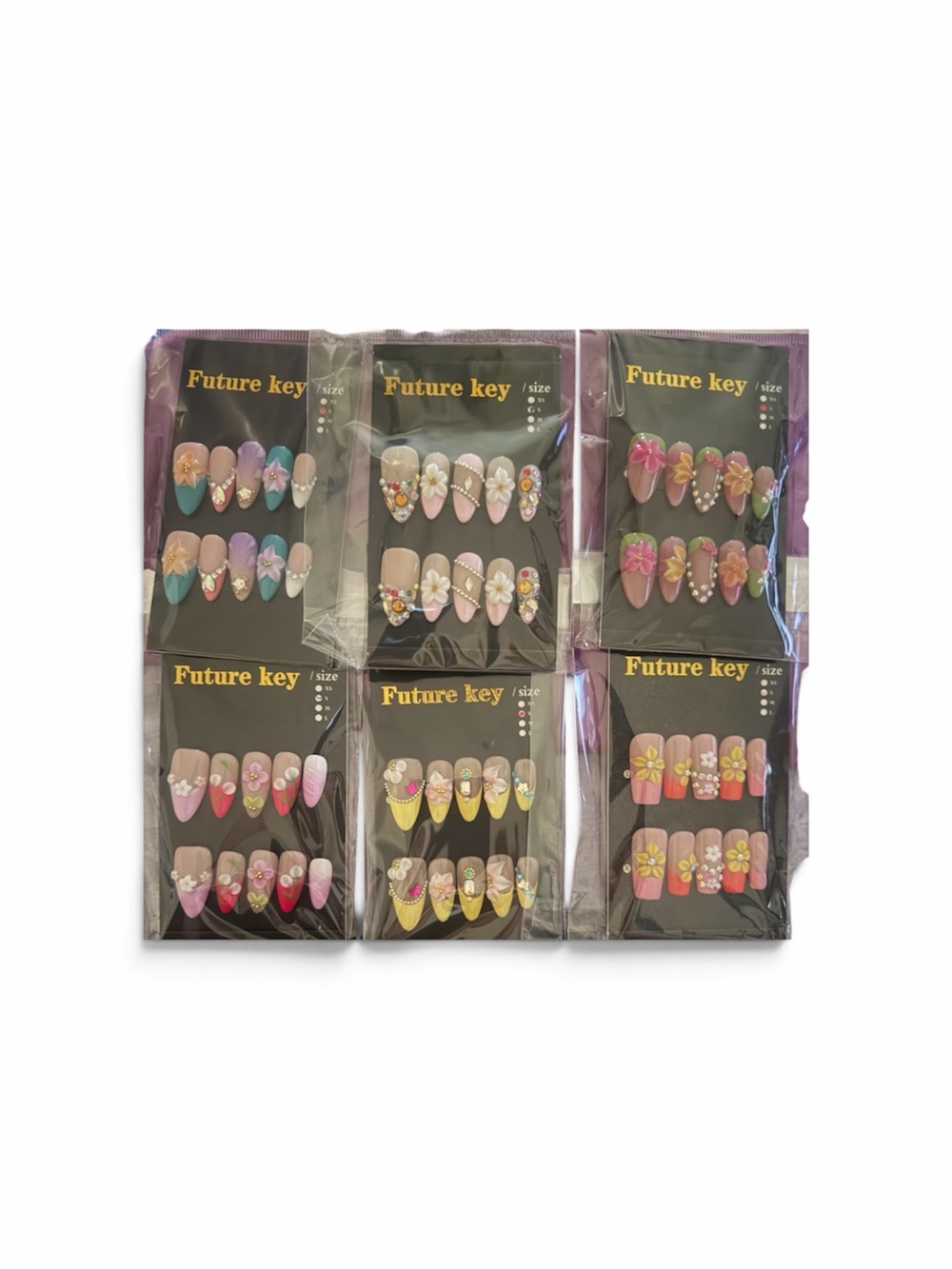 Press-On Nails - Set of Decorative Nail Tips-Size Small 6 sets